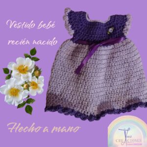 Vestido de Bebé Recién Nacido Hecho a Mano
