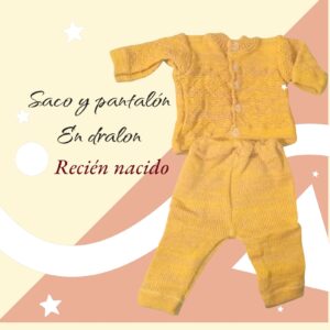 Saco con Pantalón para Recién Nacido – Tejido en Dralón (Color Amarillo)