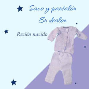 Saco con Pantalón para Recién Nacido – Tejido en Dralón (Color Violeta Hortensia)
