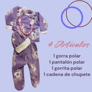 Set de Invierno para Recién Nacido – Polar Suave (4 Piezas) (violeta)