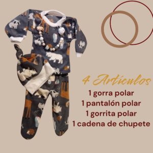 Set de Invierno para Recién Nacido – Polar Suave (4 Piezas) Animalitos
