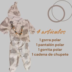 Set de Invierno para Recién Nacido – Polar Suave (4 Piezas) Elefantes
