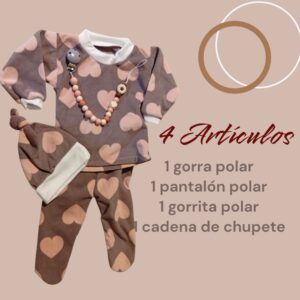 Set de Invierno para Recién Nacido – Polar Suave (4 Piezas) Corazon