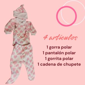 Set de Invierno para Recién Nacido – Polar Suave (4 Piezas) corazon